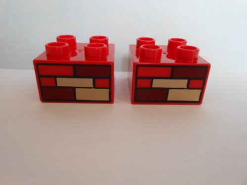 LEGO DUPLO 10813 10812 10518 Baustelle 2 Stück Motivbausteine rot 2x2 Noppen NEU