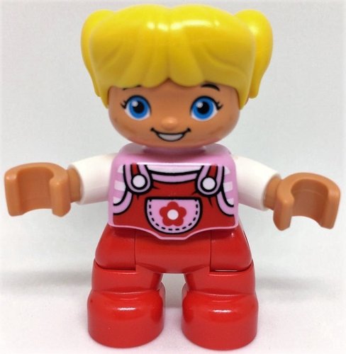 LEGO DUPLO Figur kleines Mädchen blonde Haare rote Hose NEU