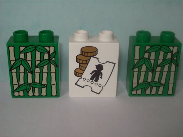 LEGO DUPLO 3 Motivsteine "Münzen / Bambus"