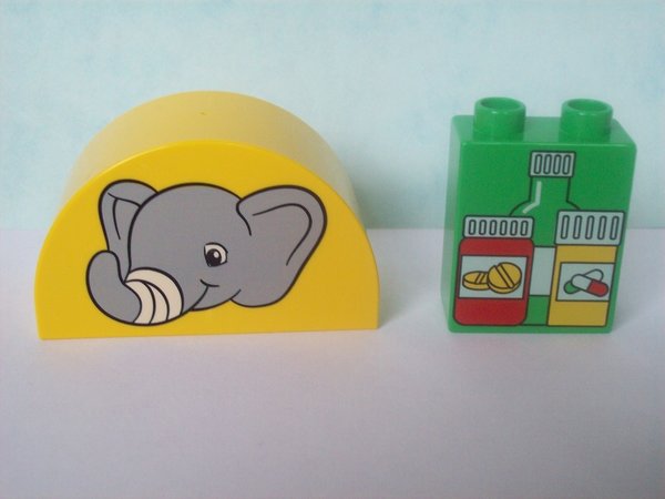 LEGO DUPLO 2 Motivsteine "Elefant / Flasche"