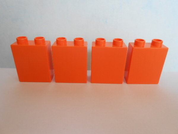 LEGO DUPLO 4 Stück Bausteine 2er hoch 1x2 Noppen orange NEU