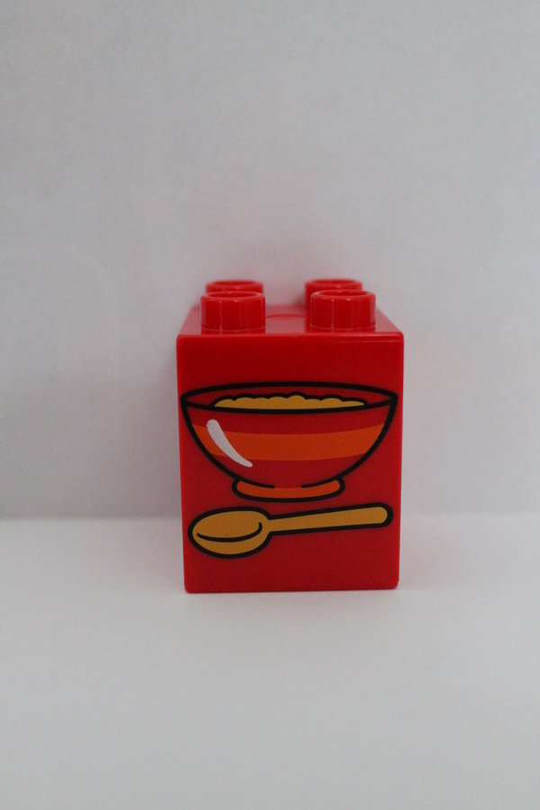 LEGO DUPLO 10616 Motivstein "Schale / Löffel" rot 2x2 Noppen hoch NEU