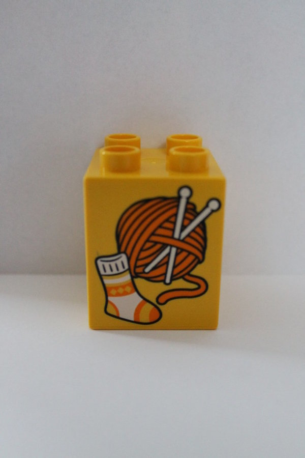 LEGO DUPLO 10617 Motivstein "Wolle / Socke" gelb 2x2 Noppen hoch NEU