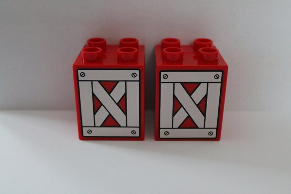 LEGO DUPLO 10617    2 Stück Motivsteine "Bauernhof" rot 2x2 Noppen hoch NEU