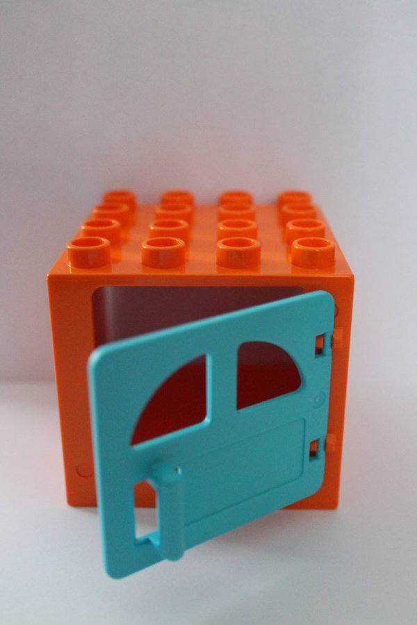 LEGO DUPLO Fenster orange / helblau 4x4 Noppen NEU