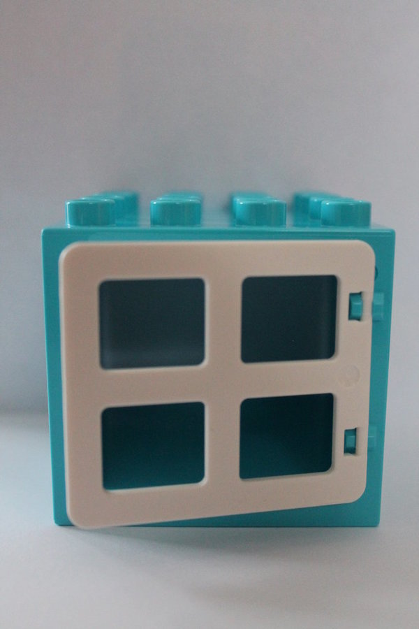LEGO DUPLO Familienhaus Fenster hellblau / weiß 4x4 Noppen NEU