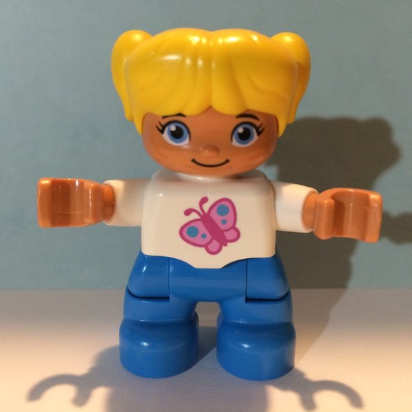 LEGO DUPLO Figur kleines Mädchen Kind blaue Hose weißer Pullover NEU
