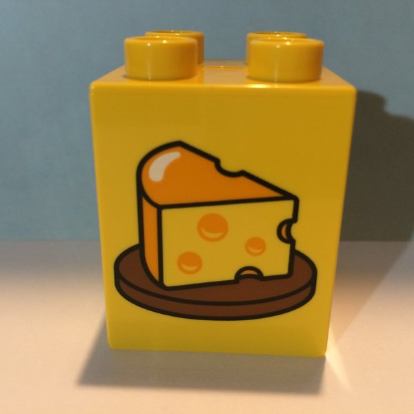 LEGO DUPLO Motivstein "Käse" gelb 2x2 Noppen hoch NEU