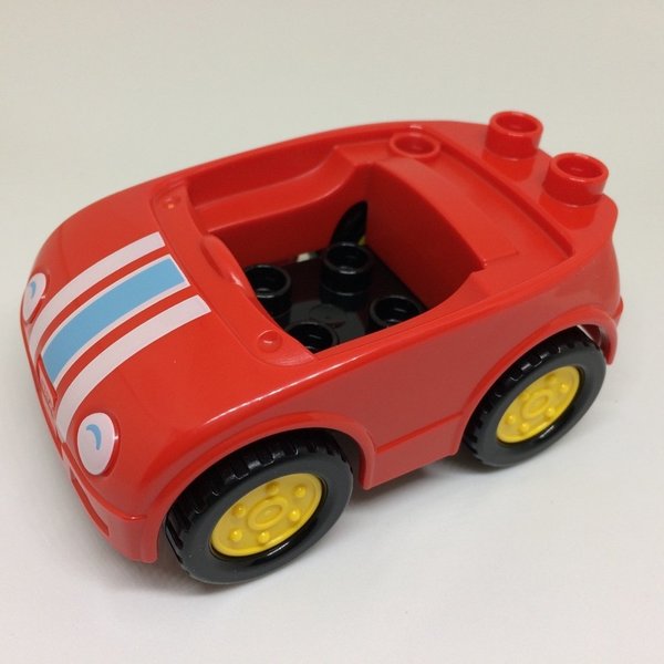 LEGO DUPLO 10835 Fahrzeuge Auto Cabrio rot mit Streifen 2-teilig NEU